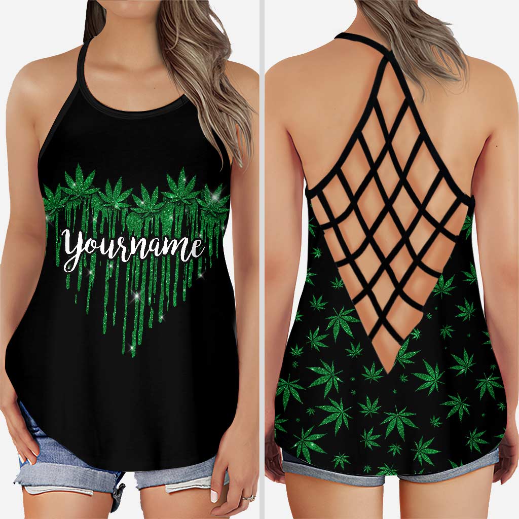 Stoned Heart - Personalized Weed Cross Tank Top and Leggings
