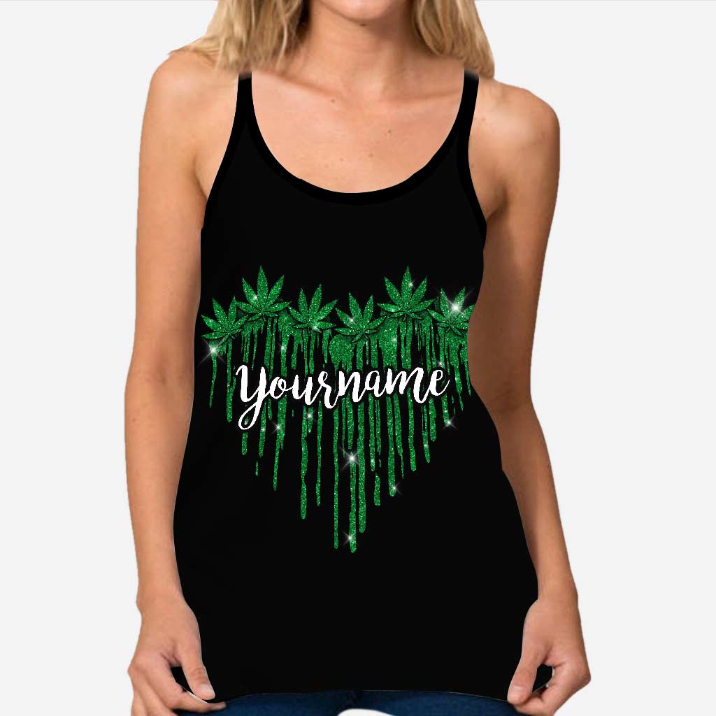 Stoned Heart - Personalized Weed Cross Tank Top and Leggings