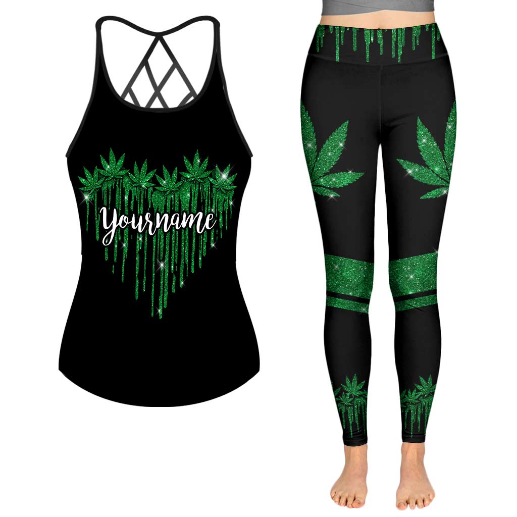 Stoned Heart - Personalized Weed Cross Tank Top and Leggings