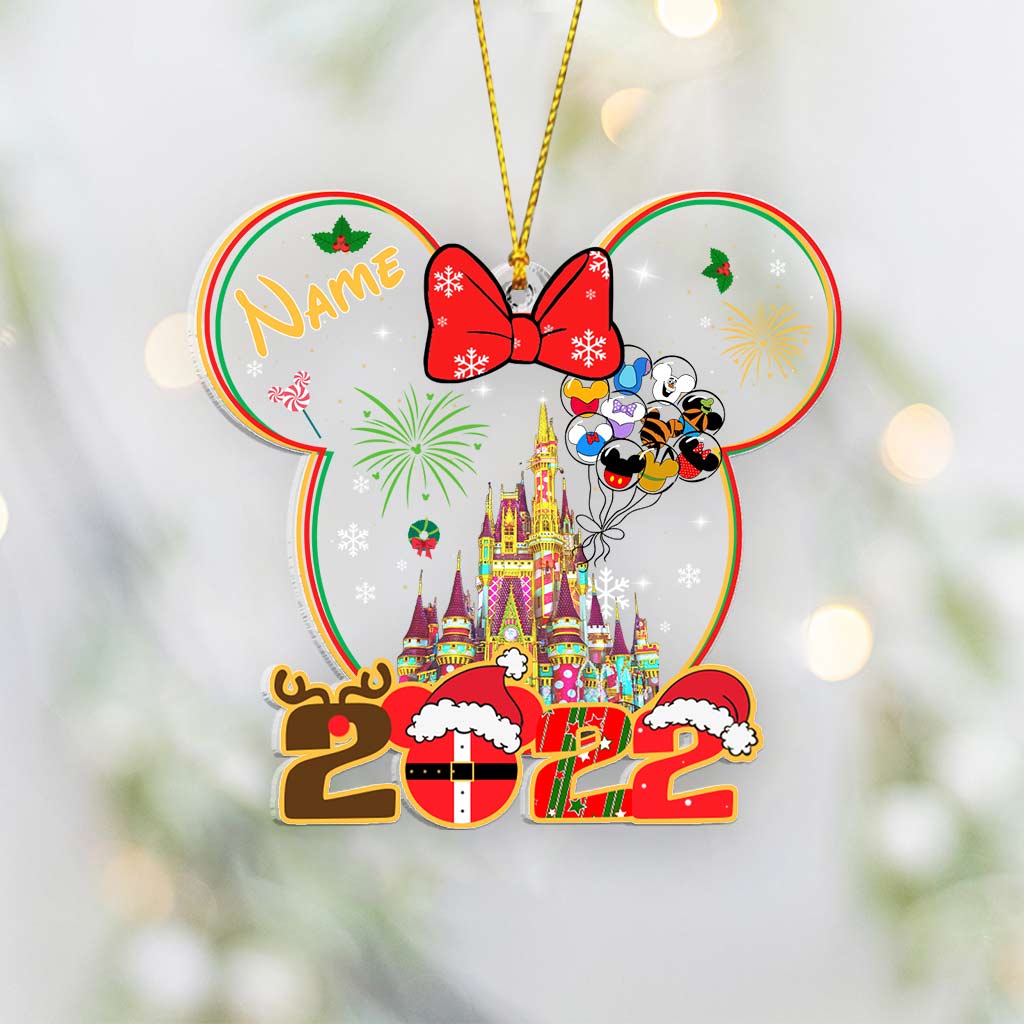 Merry Christmas - Personalized Christmas Mouse Transparent Ornament