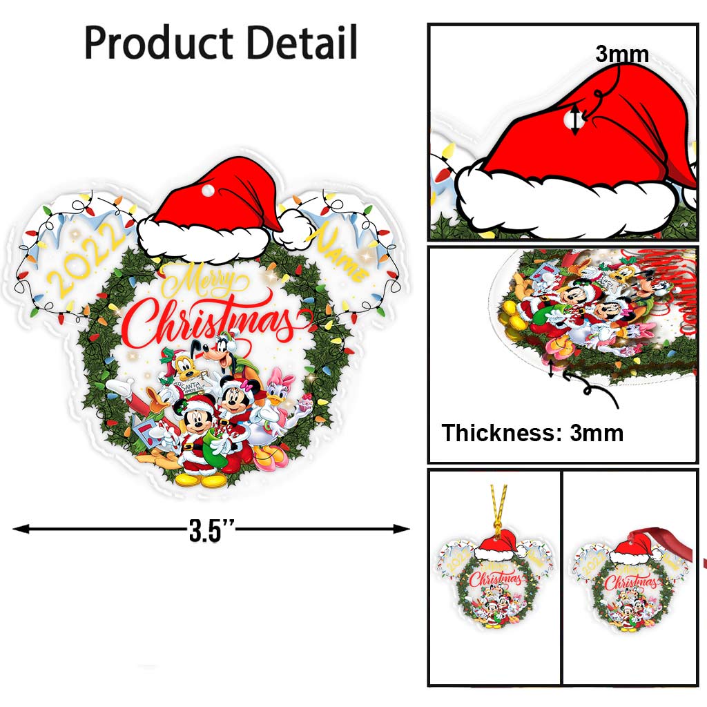 Merry Christmas - Personalized Christmas Mouse Transparent Ornament