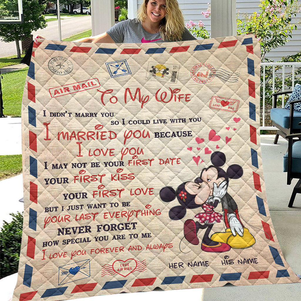 To My Wife - Personalized Couple Mouse Quilt