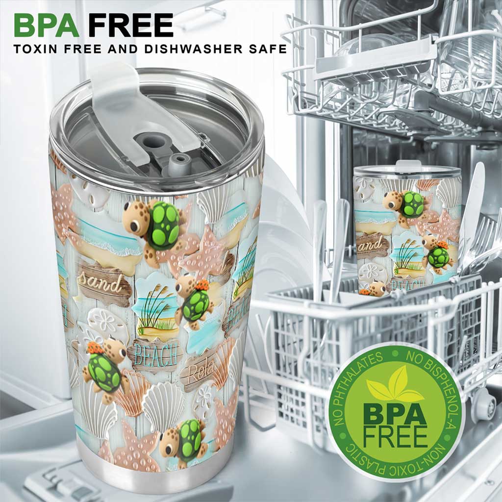 Sand Beach Relax - Turtle 3D Pattern Print Tumbler