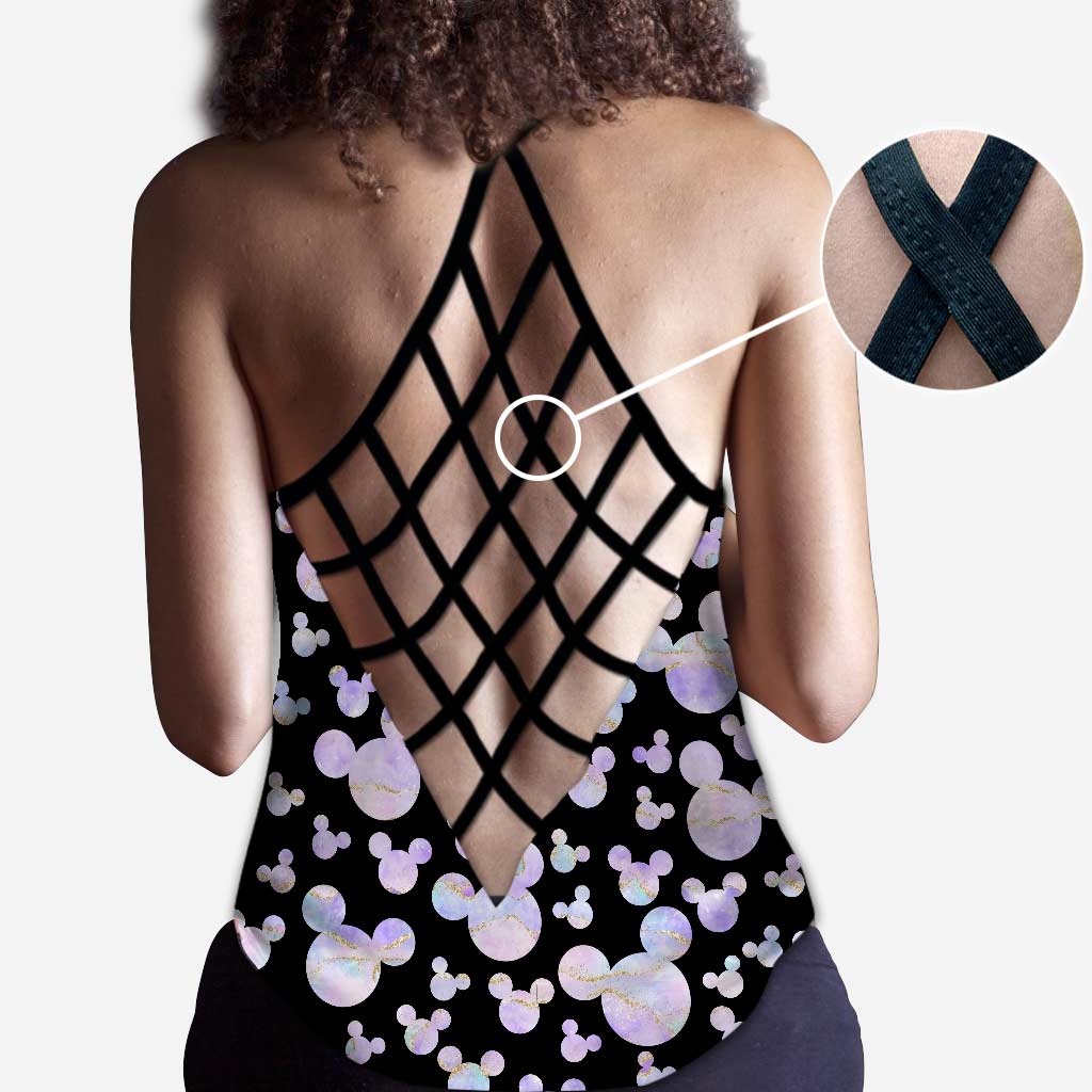 Girls Trip Pink Purple Mouse Ears - Cross Tank Top