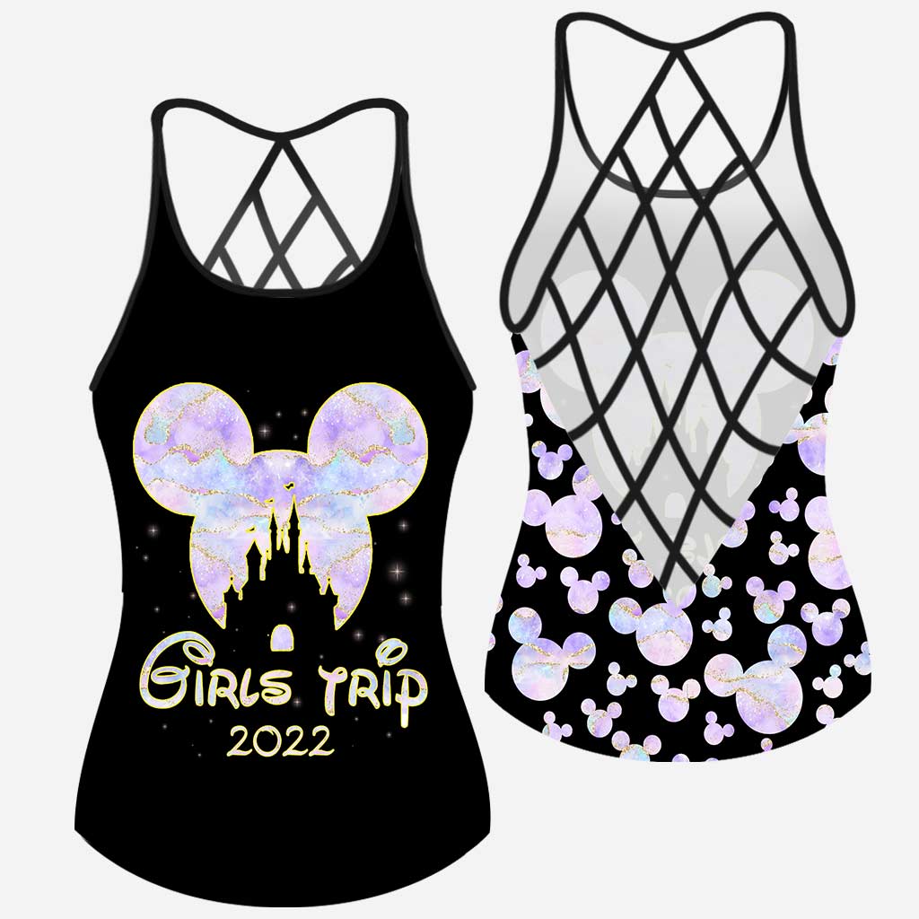 Girls Trip Pink Purple Mouse Ears - Cross Tank Top
