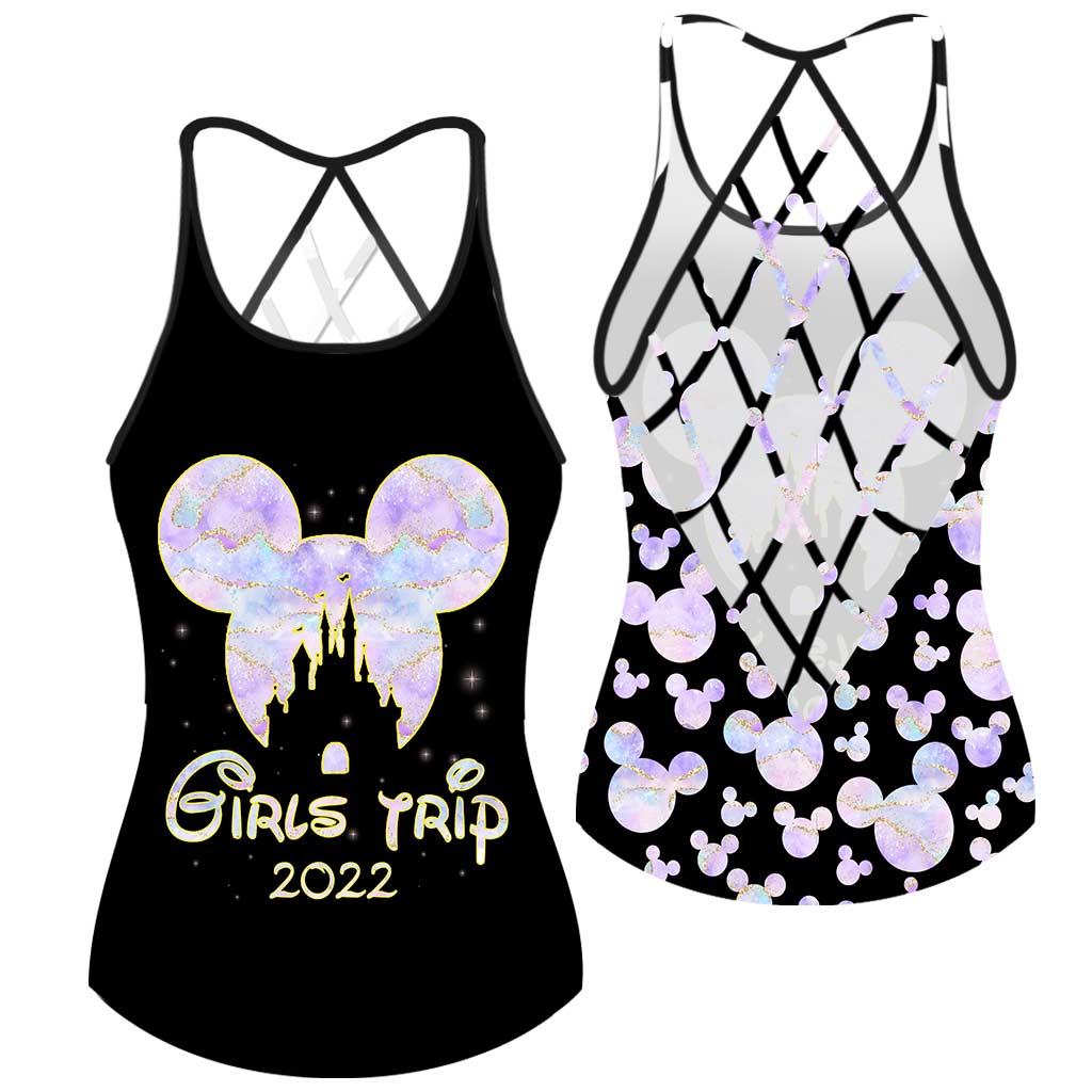 Girls Trip Pink Purple Mouse Ears - Cross Tank Top