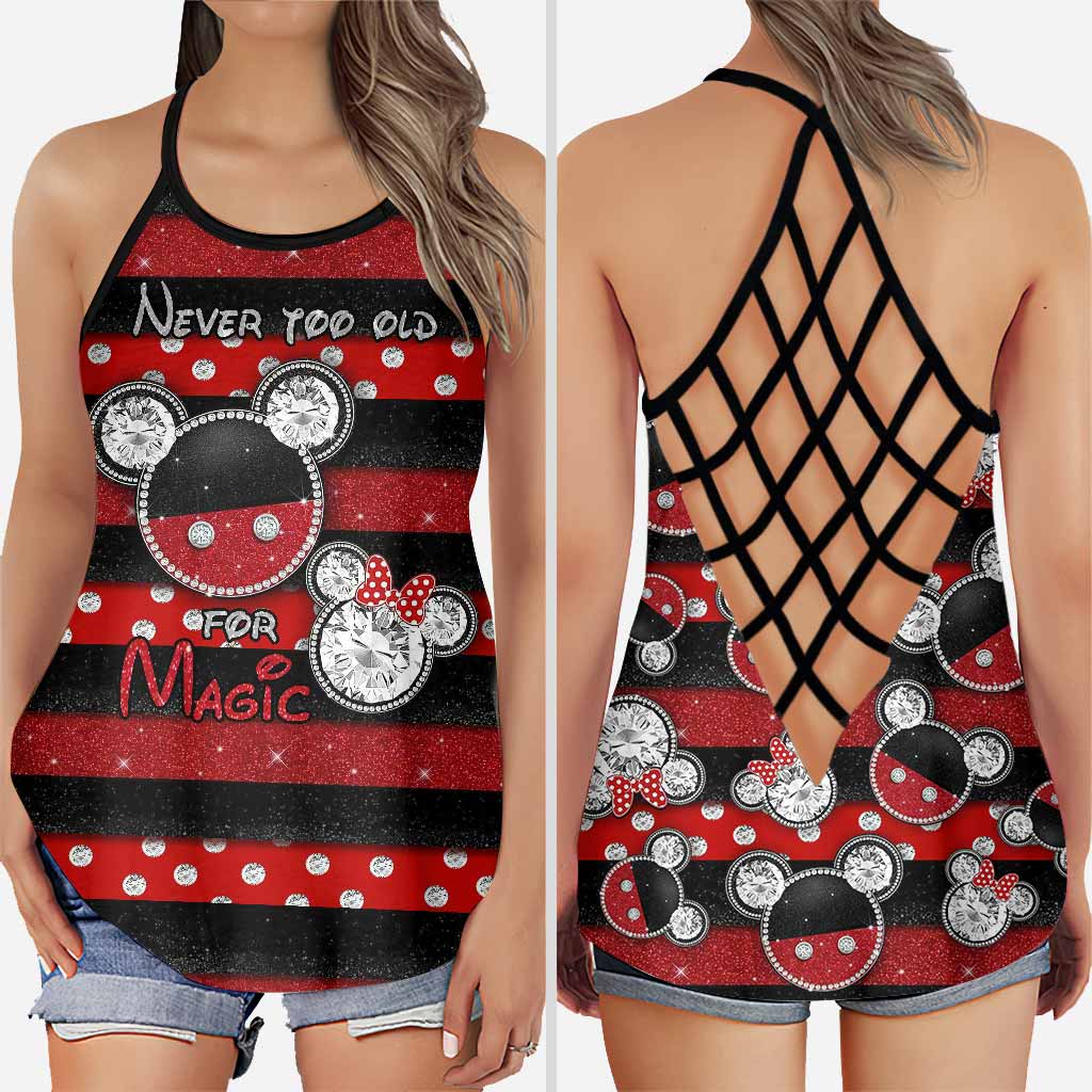 Never Too Old For Magic Mouse Ears - Cross Tank Top With 3D Pattern Print
