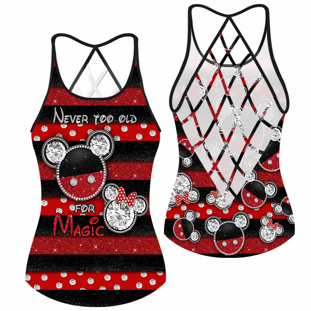 Never Too Old For Magic Mouse Ears - Cross Tank Top With 3D Pattern Print