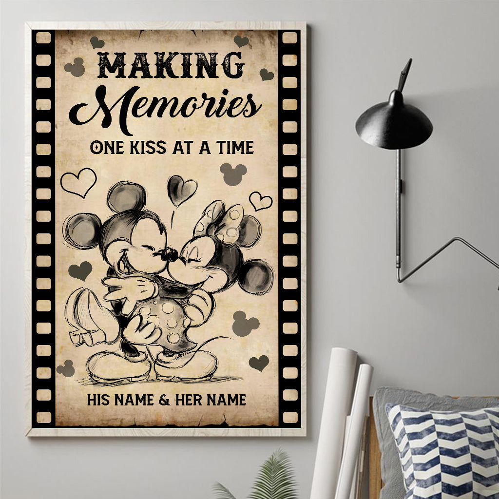 Making Memories One Kiss At A Time - Personalized Couple Mouse Canvas And Poster