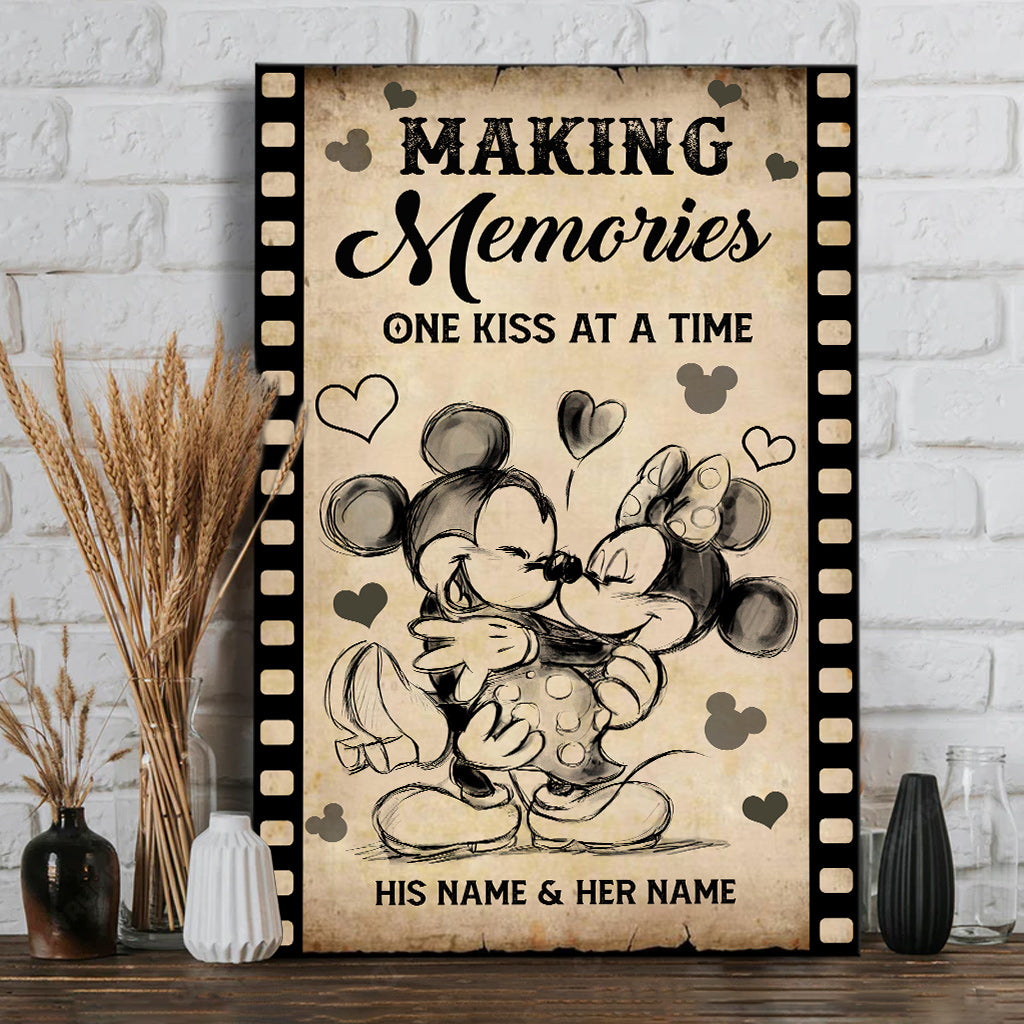 Making Memories One Kiss At A Time - Personalized Couple Mouse Canvas And Poster