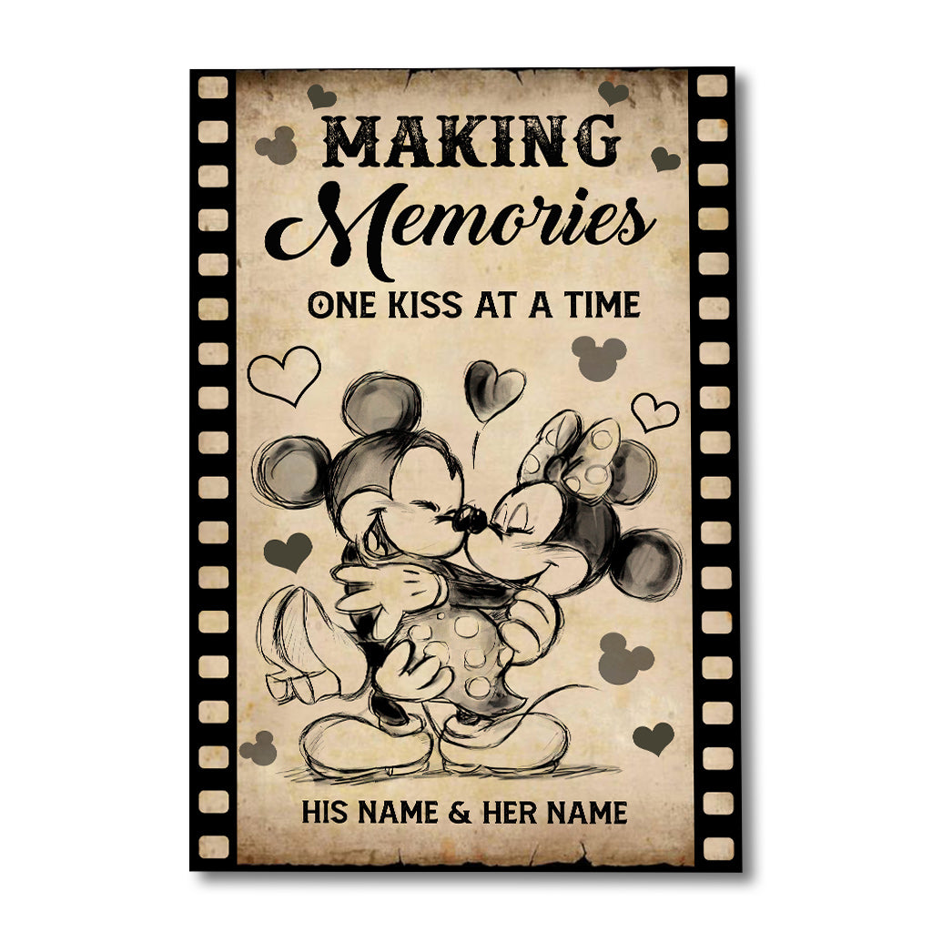 Making Memories One Kiss At A Time - Personalized Couple Mouse Canvas And Poster