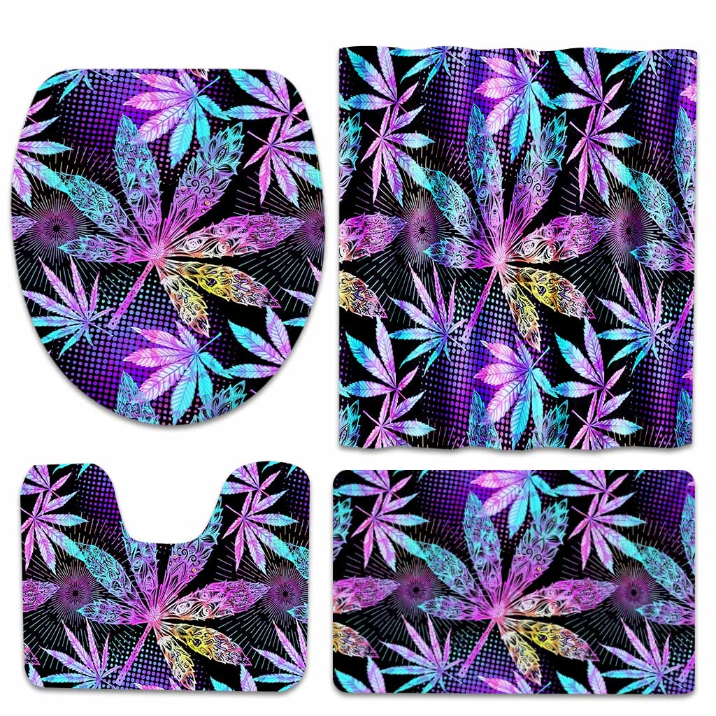 High Vibes - Weed Bathroom Curtain & Mats Set