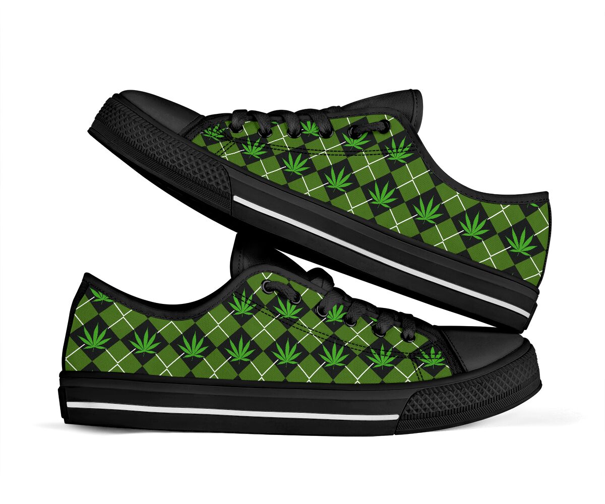 Argyle Pot Leaves - Weed Low Top Shoes 0822