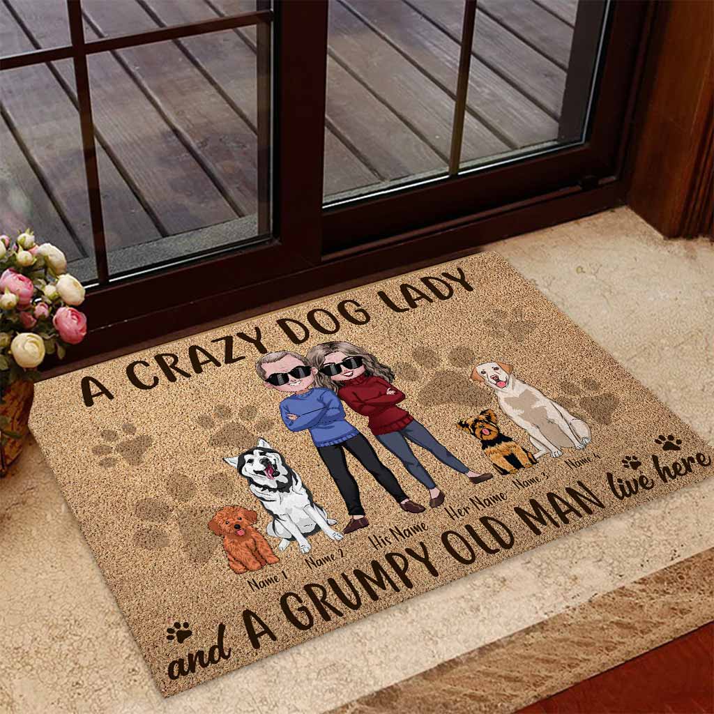 A Crazy Dog Lady - Personalized Doormat With Coir Pattern Print