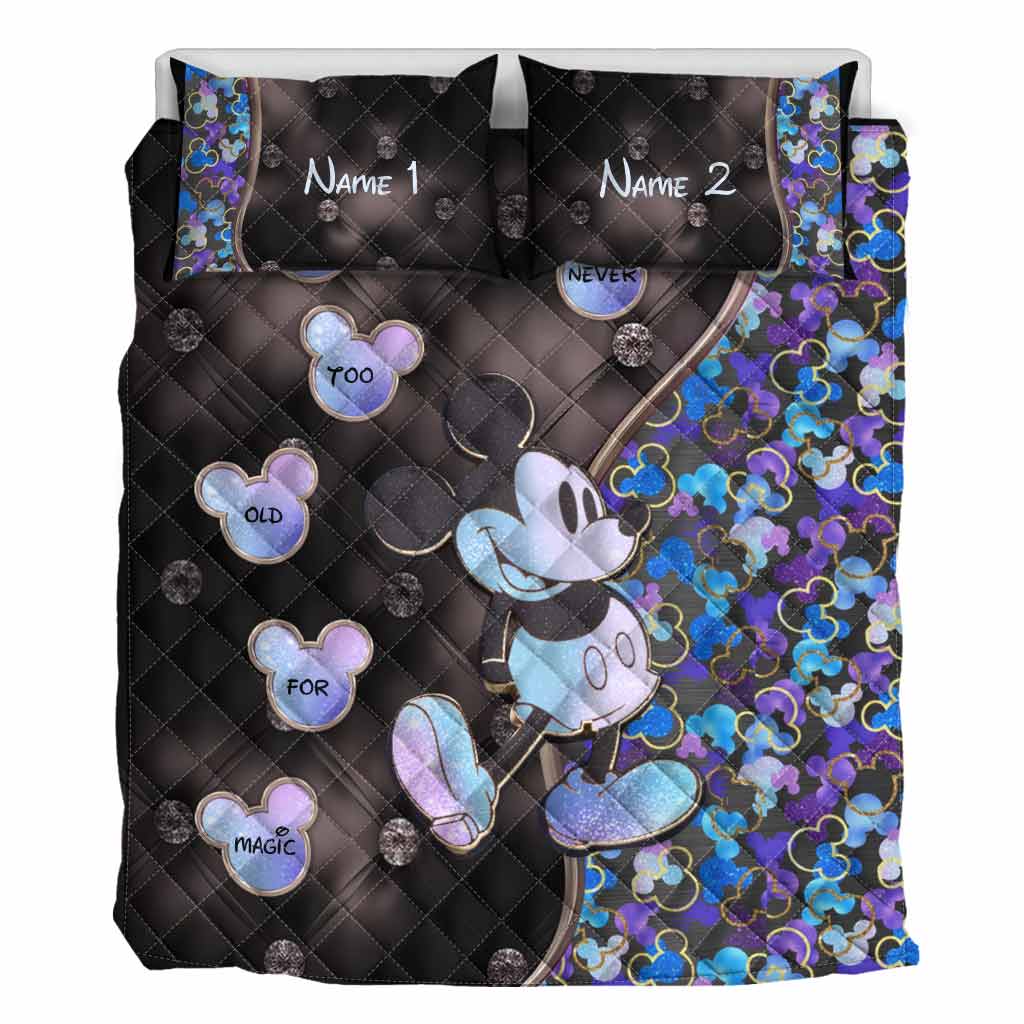 We're Never Too Old For Magic 50 Years Anniversary - Personalized Mouse Quilt Set