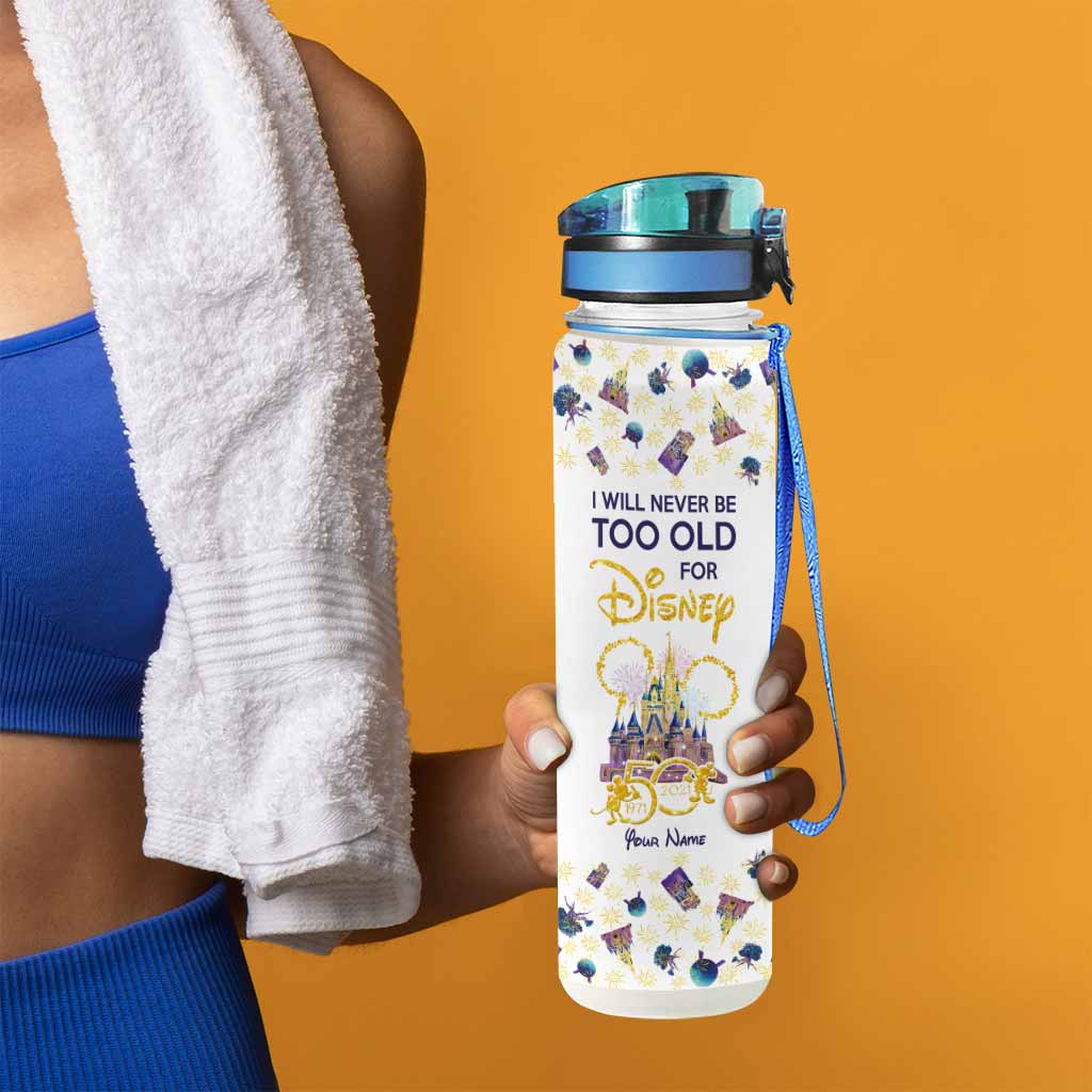 I Will Never Too Old For Magic - Personalized Mouse Water Tracker Bottle