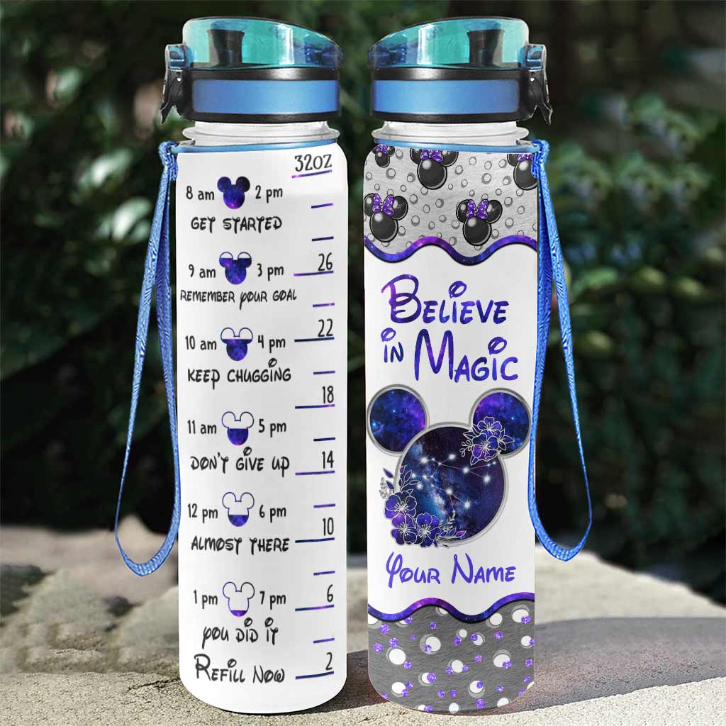 Believe In Magic - Personalized Mouse Water Tracker Bottle