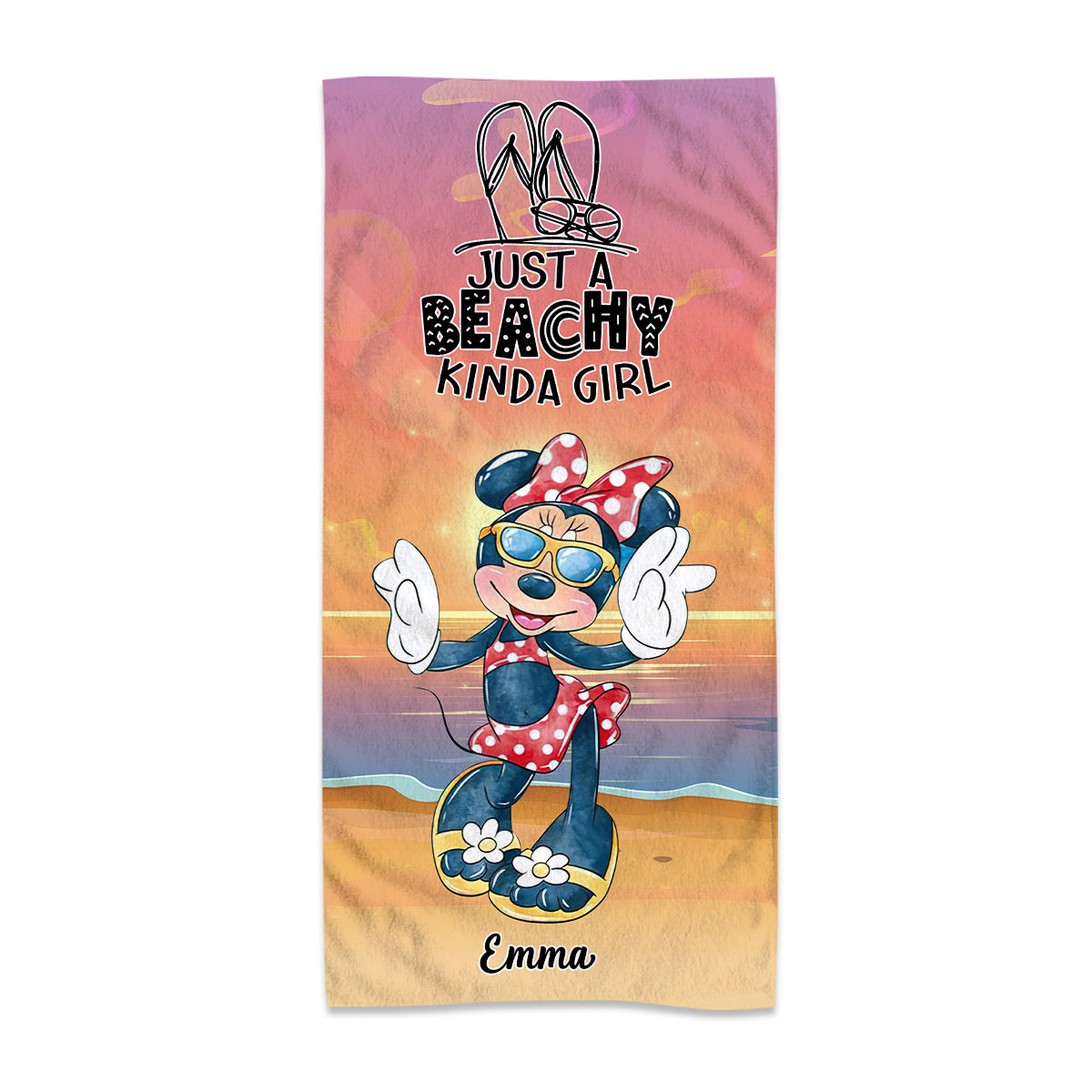 Just A Beachy Kinda Girl - Personalized Mouse Beach Towel