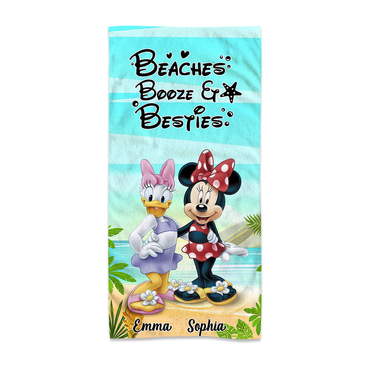 Beaches Booze Besties - Personalized Mouse Beach Towel