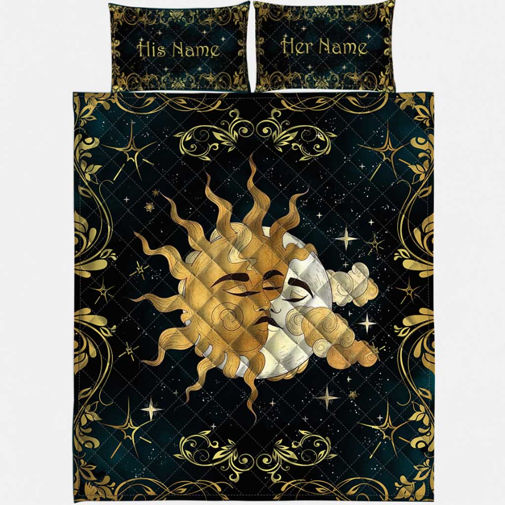 The Moon Loves The Sun - Witch Personalized Quilt Set