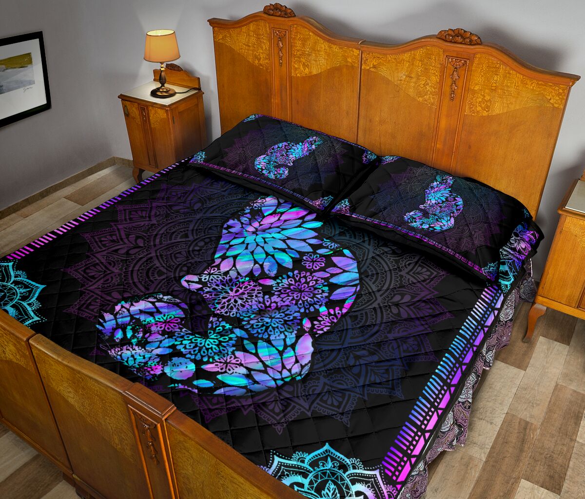 Floral Cat Cat Quilt Set 0622