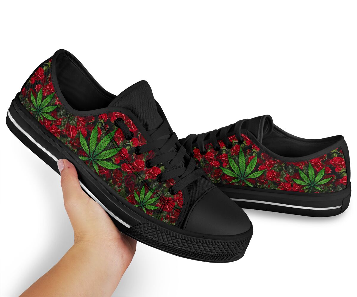 Roses And Leaves - Weed Low Top Shoes 0822