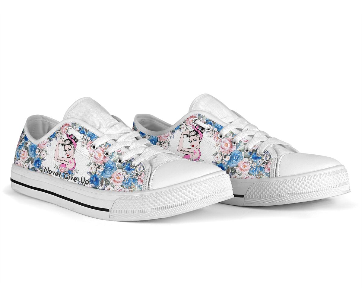 Never Give Up Breast Cancer Awareness Low Top Shoes 0622