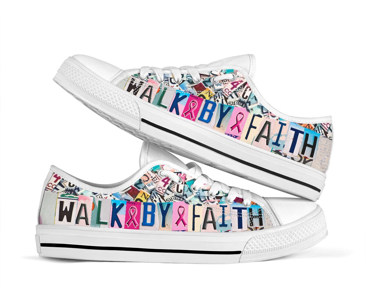 Walk By Faith Breast Cancer Awareness Low Top Shoes 0622