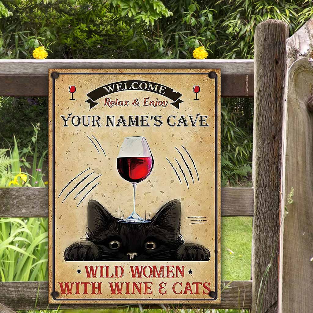 Welcome - Cat Personalized Rectangle Metal Sign
