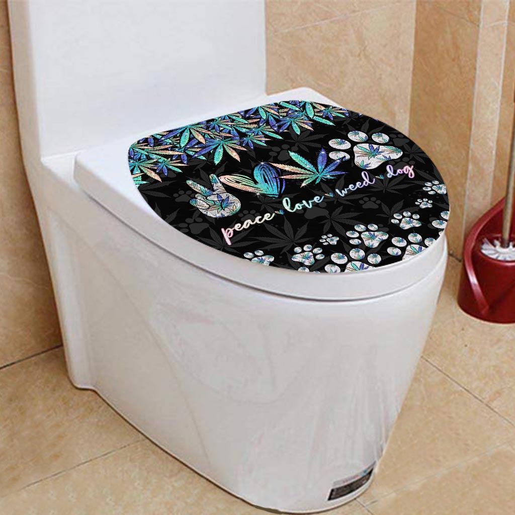Peace Love Leaf Dog Paw - Weed Bathroom Curtain & Mats Set