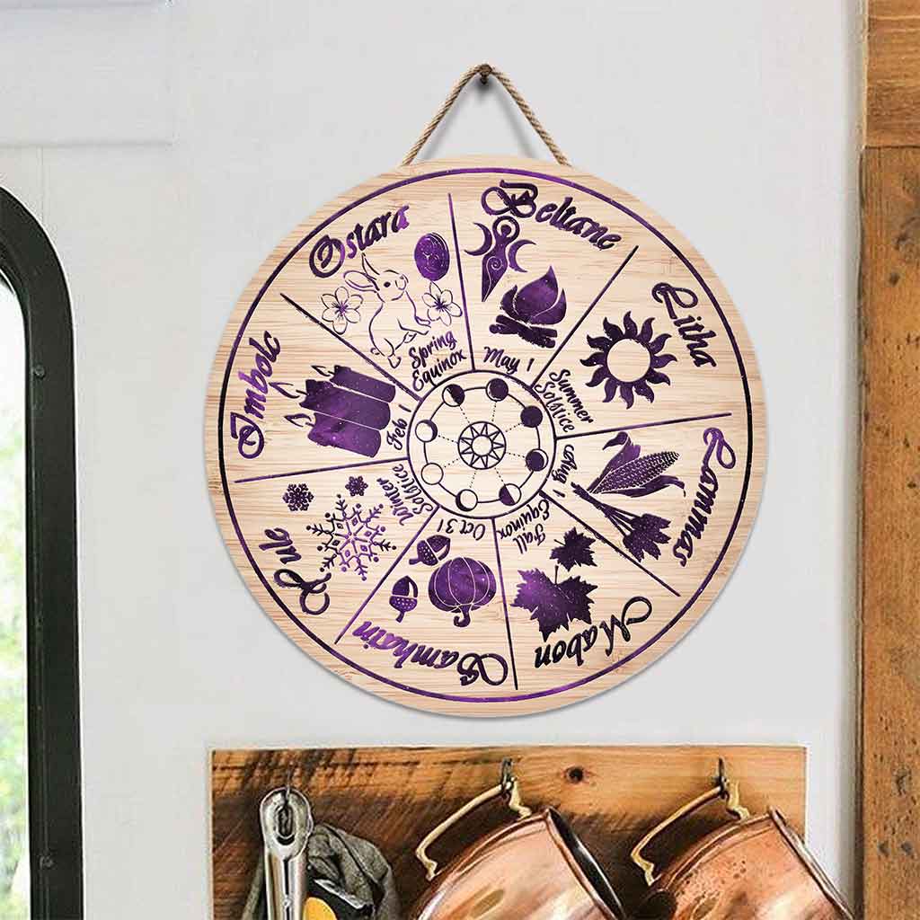 Witch Calendar Round Wood Sign