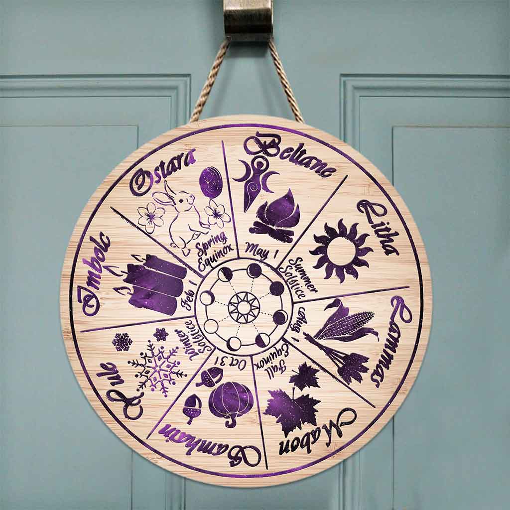 Witch Calendar Round Wood Sign