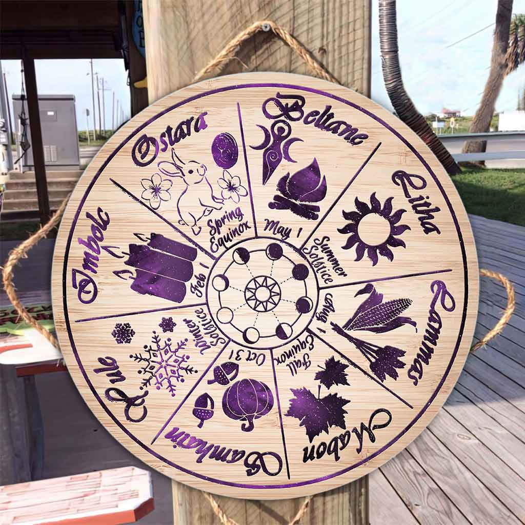 Witch Calendar Round Wood Sign