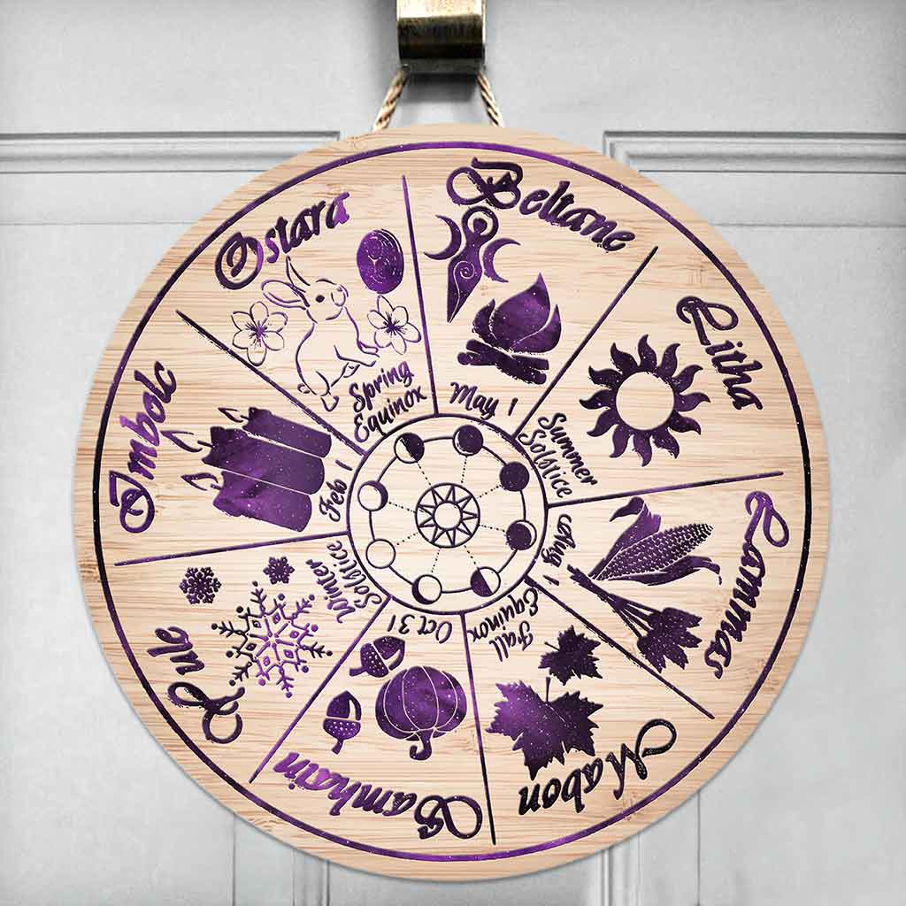 Witch Calendar Round Wood Sign