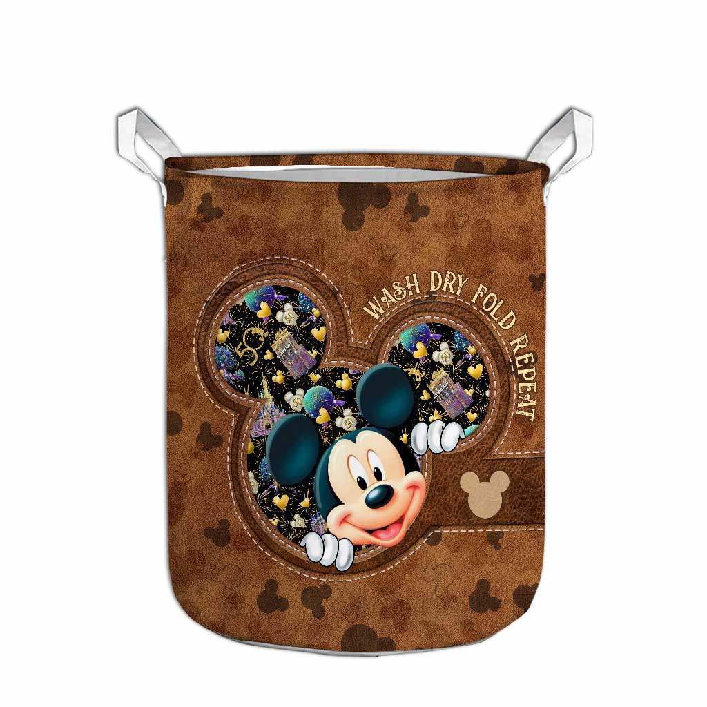 Wash Dry Fold Repeat - Mouse Storage Basket With 3D Pattern Print