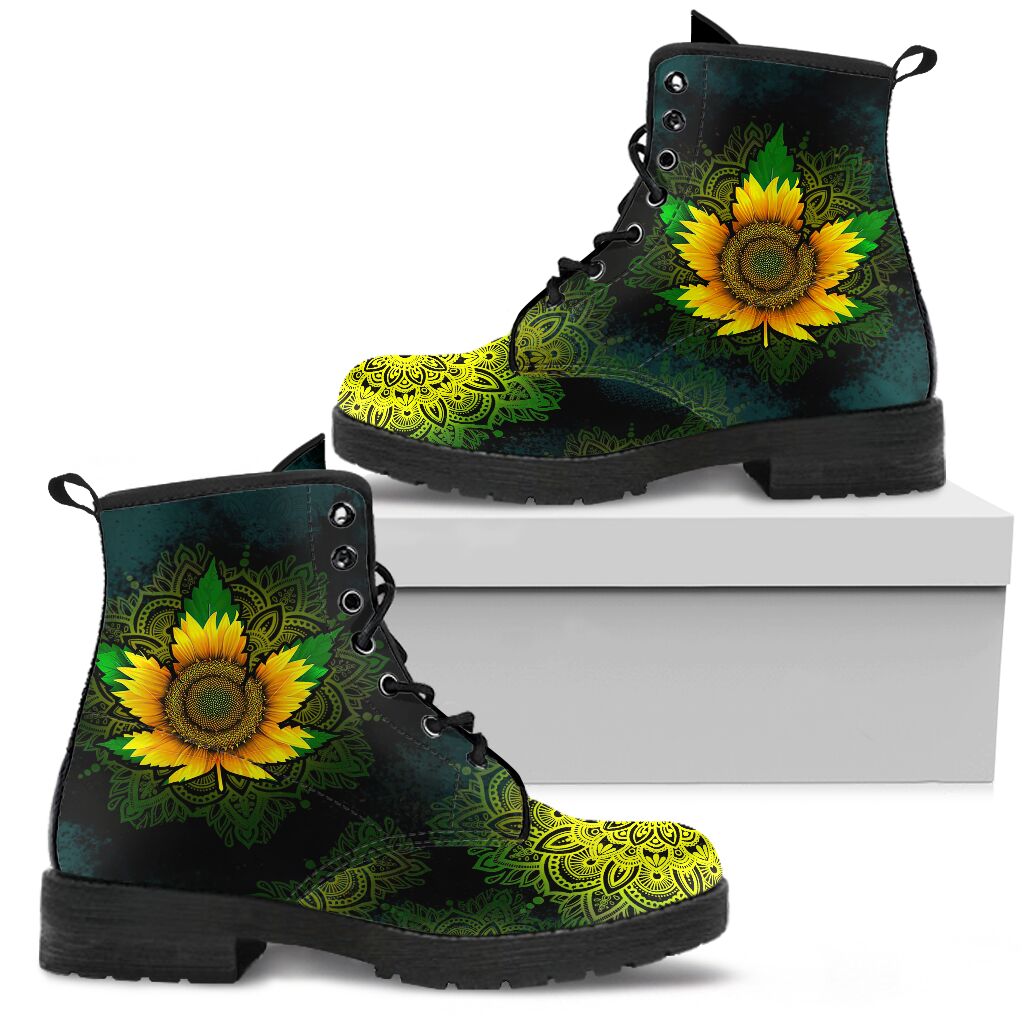 Sunflower Leaf - Weed Leather Boots 0622