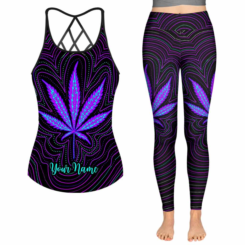 Just Hit It - Personalized Weed Cross Tank Top and Leggings