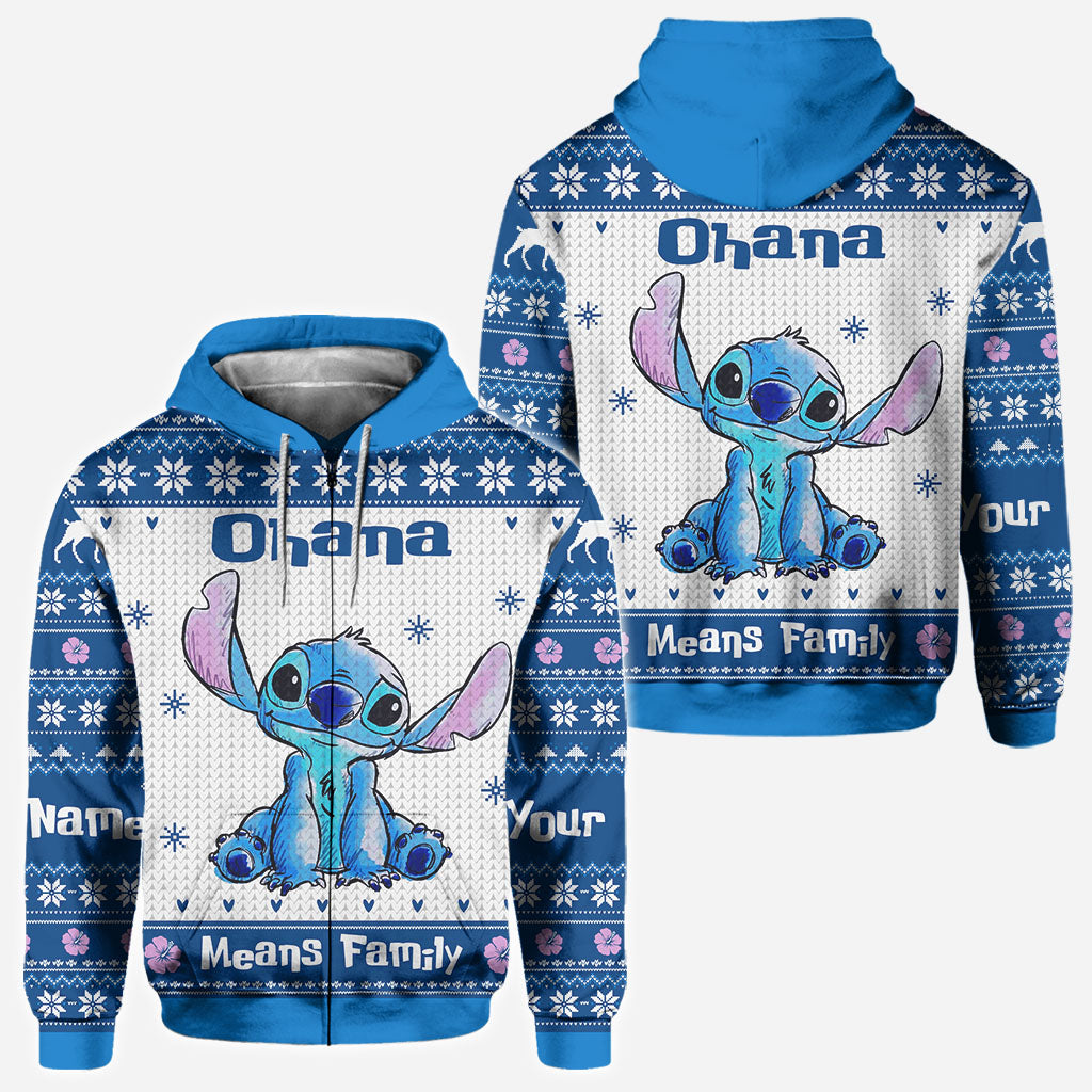 Ohana Means Family - Personalized Christmas Ohana All Over T-shirt and Hoodie