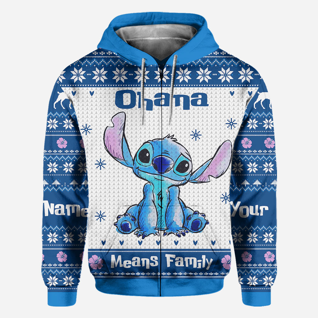 Ohana Means Family - Personalized Christmas Ohana All Over T-shirt and Hoodie