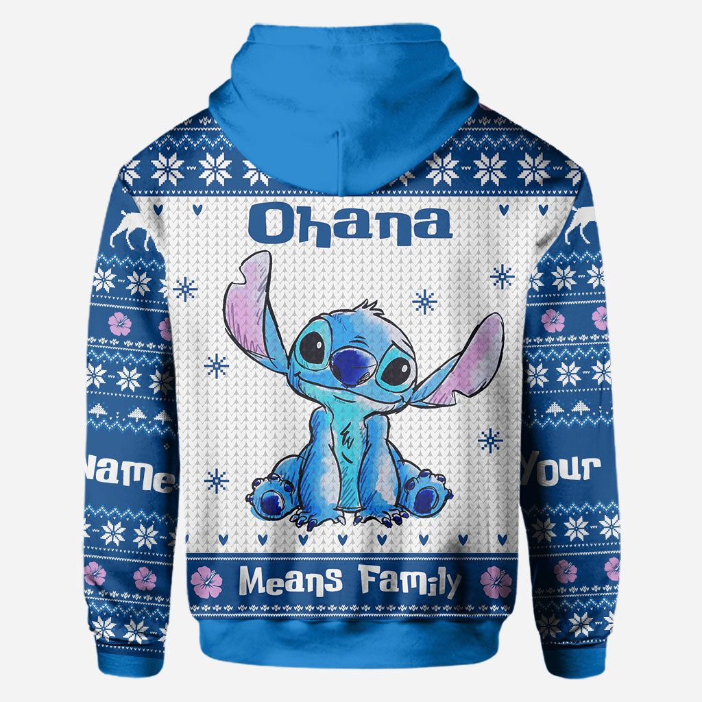 Ohana Means Family - Personalized Christmas Ohana All Over T-shirt and Hoodie