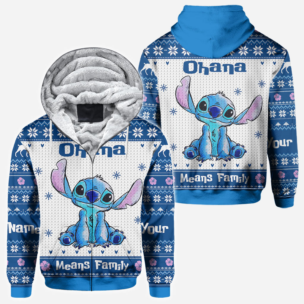 Ohana Means Family - Personalized Christmas Ohana All Over T-shirt and Hoodie