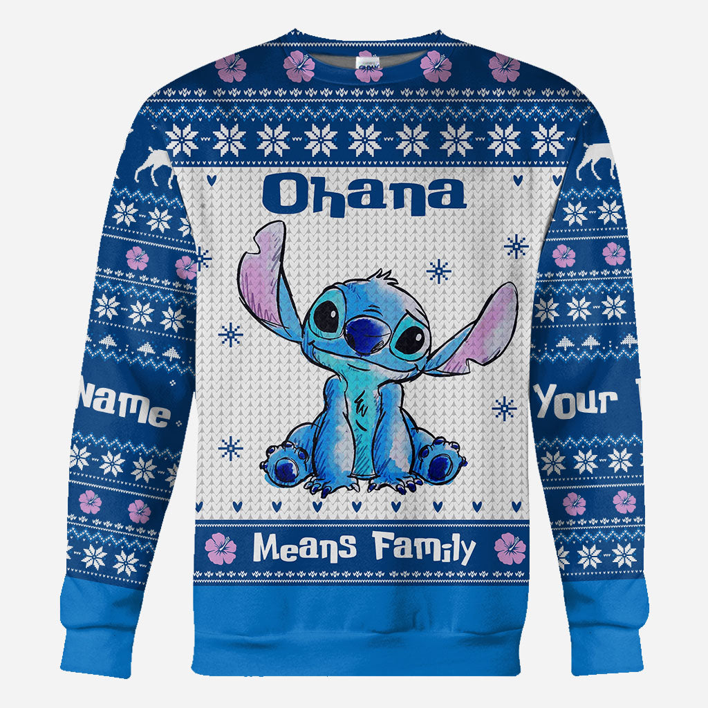 Ohana Means Family - Personalized Christmas Ohana All Over T-shirt and Hoodie