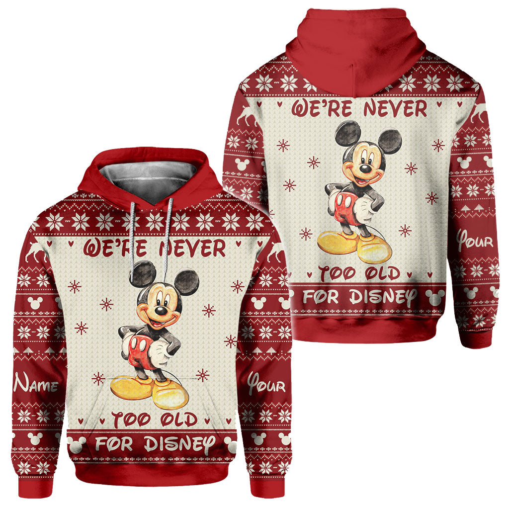 Never Too Old - Personalized Christmas Mouse All Over T-shirt and Hoodie