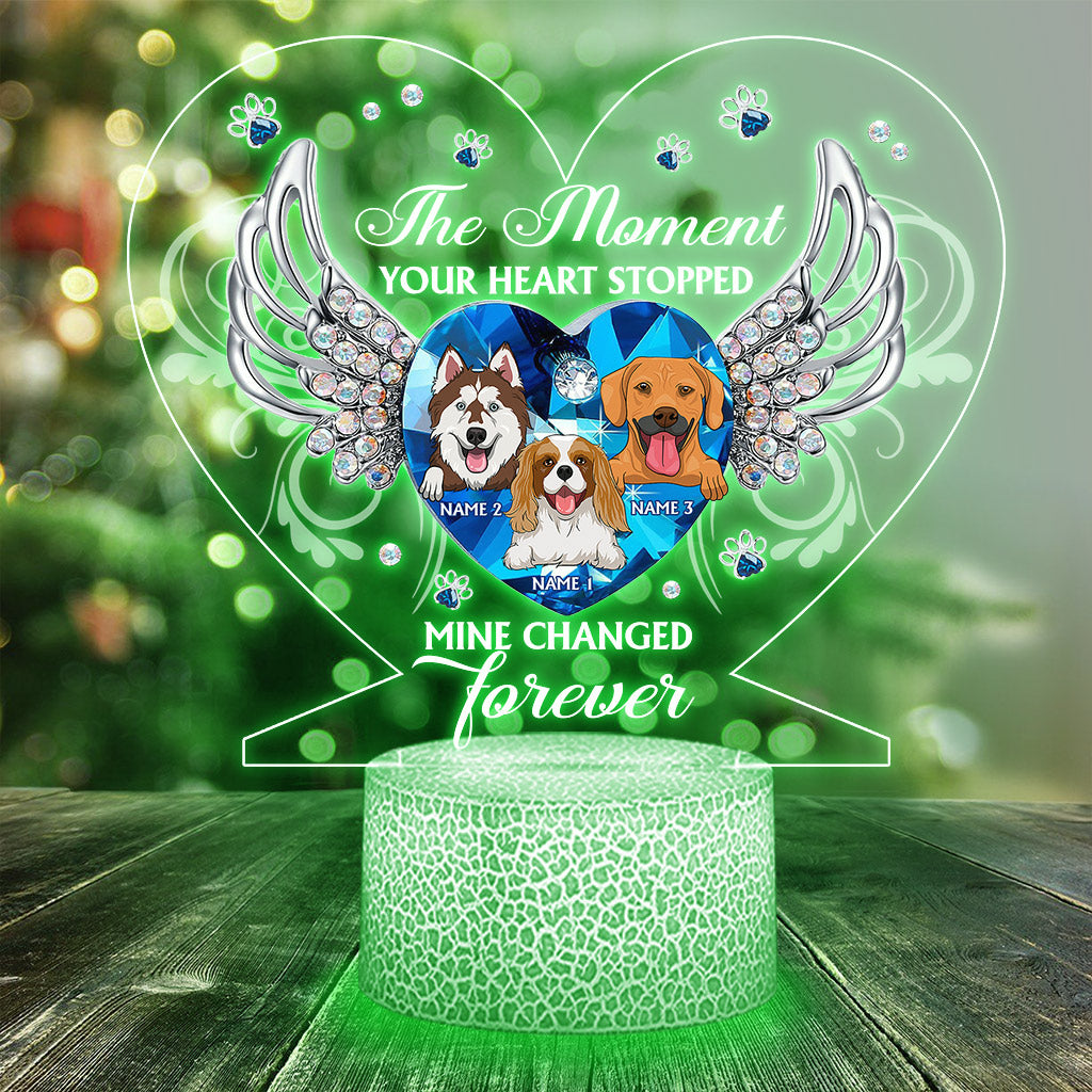 The Moment Your Heart Stopped - Personalized Dog Shaped Plaque Light Base
