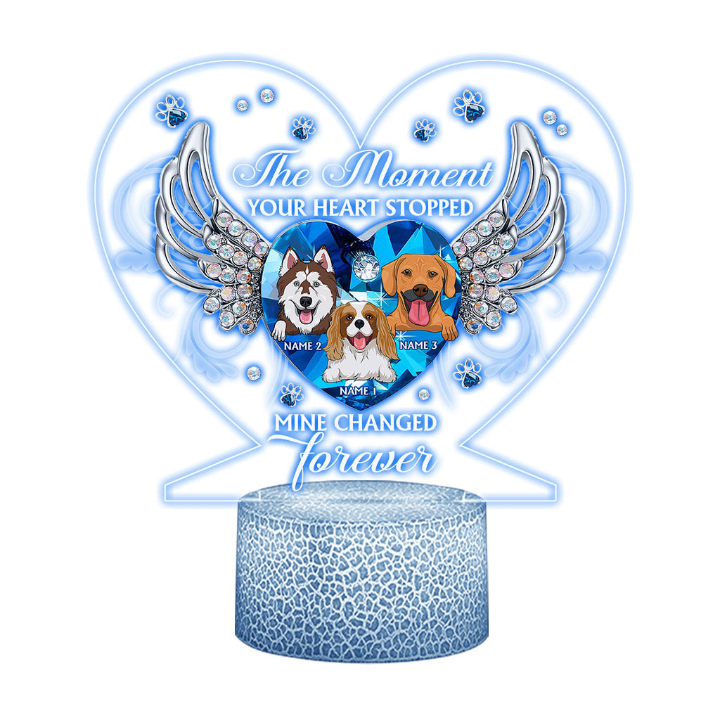 The Moment Your Heart Stopped - Personalized Dog Shaped Plaque Light Base