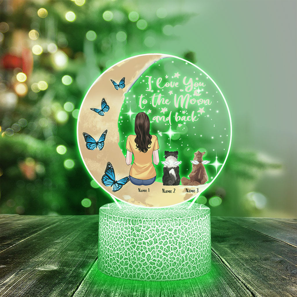 I Love You To The Moon And Back - Personalized Dog Shaped Plaque Light Base