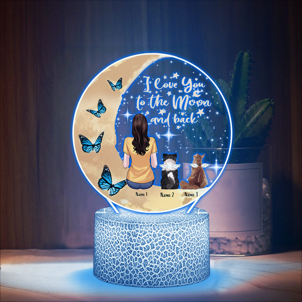 I Love You To The Moon And Back - Personalized Dog Shaped Plaque Light Base