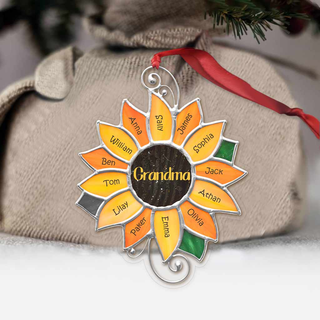 Grandma - Personalized Christmas Grandma Transparent Ornament With 3D Pattern Print