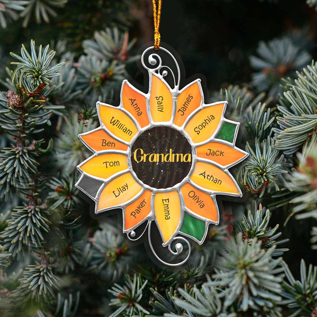 Grandma - Personalized Christmas Grandma Transparent Ornament With 3D Pattern Print