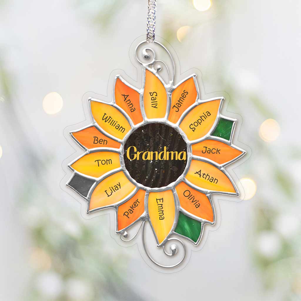 Grandma - Personalized Christmas Grandma Transparent Ornament With 3D Pattern Print